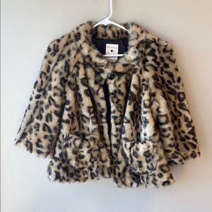 Elevenses Anthropologie 4 Leopard Print Faux Fur Coat cropped